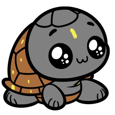 cute little animated turtle