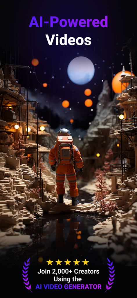 AI Video Generator & AI Maker - AI powered video generator showing a cinematic astronaut scene