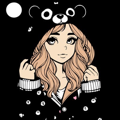 realistic girl in a animal pjs hoodie