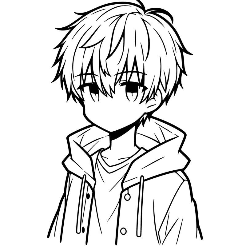 anime boy short hair hoodie