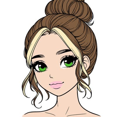 realistic pretty girl with hair in bun