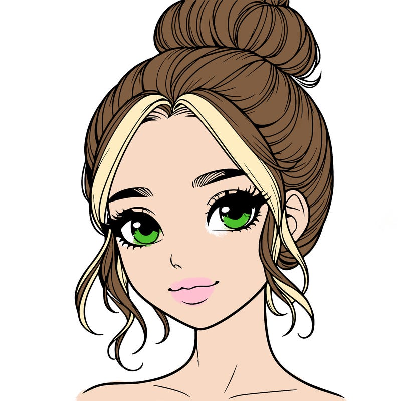 realistic pretty girl with hair in bun