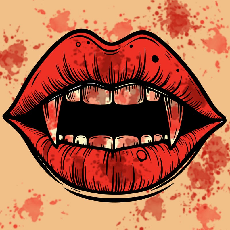 lips with vampire teeth