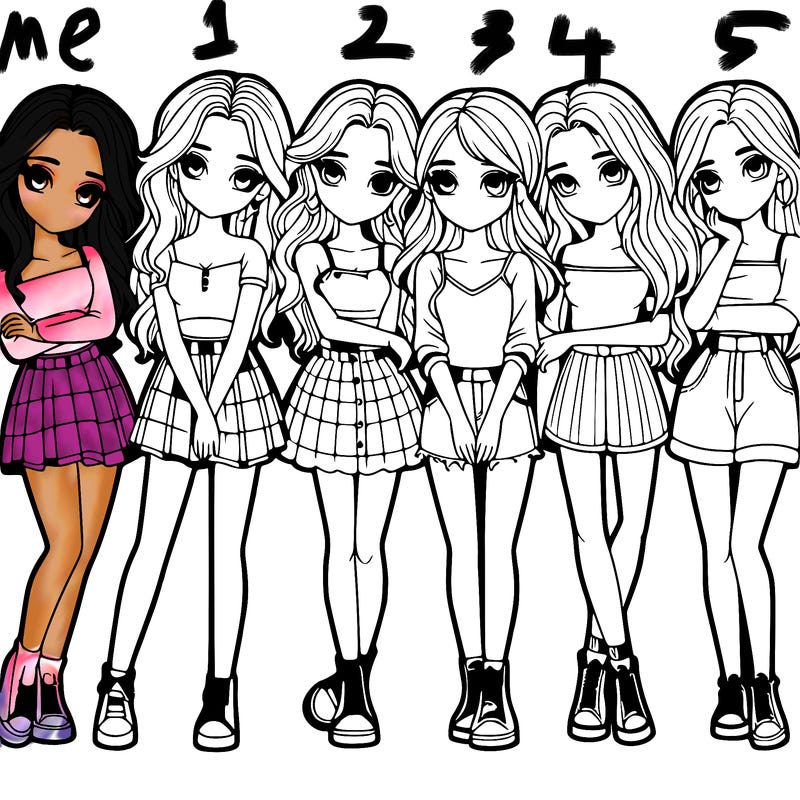 a group of girls realistic