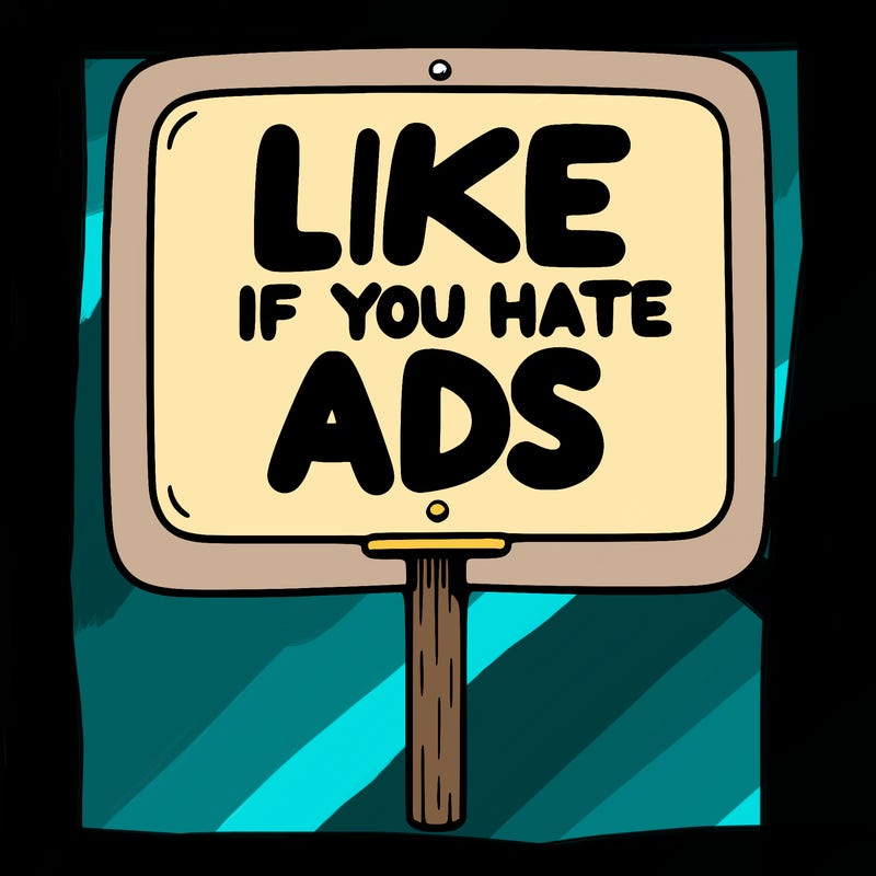 a sign that says like if you hate ads