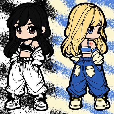 girl in crop top and baggy pants