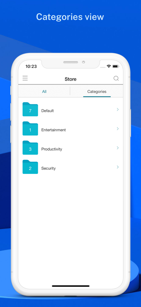 Citrix Secure Hub - Citrix Secure Hub categories view displaying enterprise app folders
