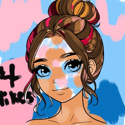 realistic pretty girl with hair in bun