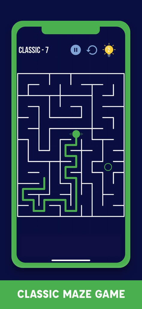 Mazes & More: Classic Maze - Gameplay of a classic 2D maze puzzle with a green path in Mazes and More app