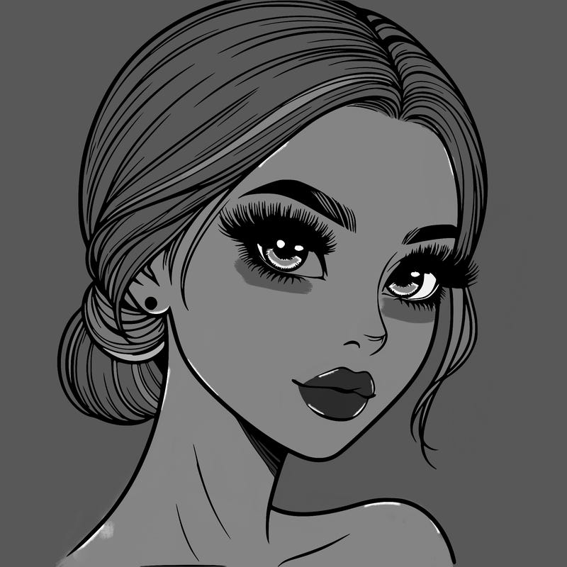 realistic girl with lashes