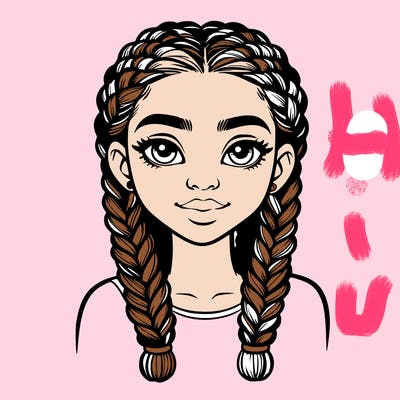 realistic girl with braids