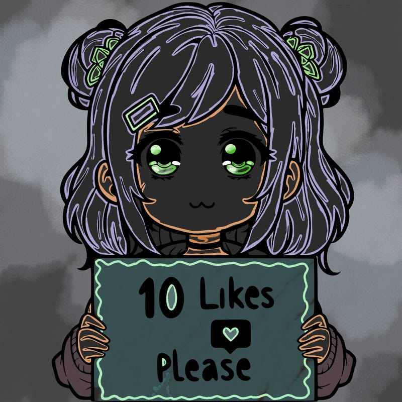a girl with a sign saying 10 likes please