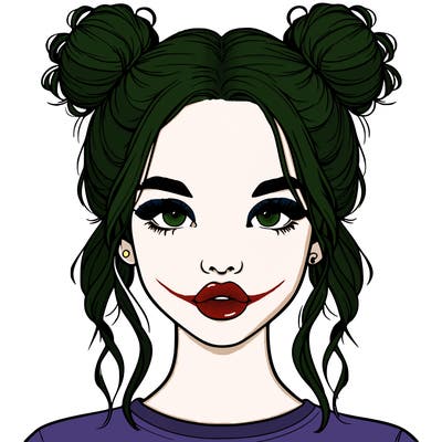 realistic girl with two buns in hair and lips