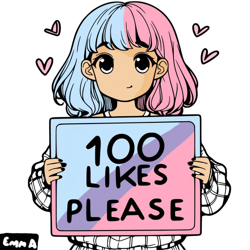 a girl holding a sign saying 100 likes please