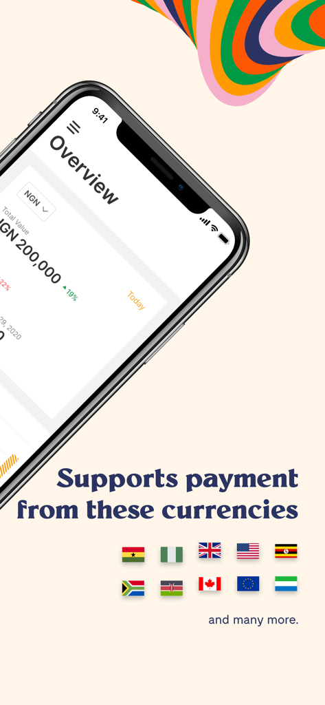 Flutterwave - Flutterwave app interface showing multi-currency support for global business transactions