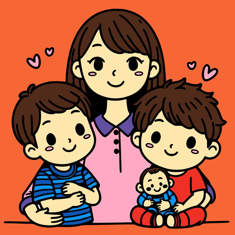 mother with two kids