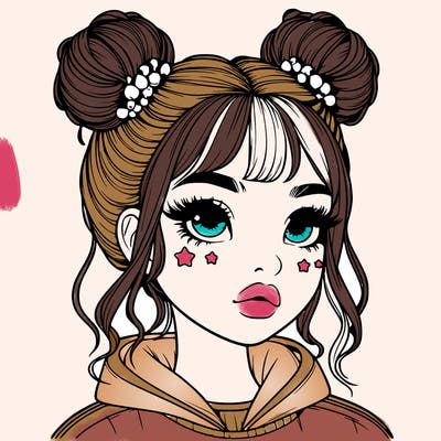 realistic girl with space buns