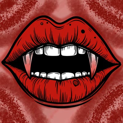 lips with vampire teeth