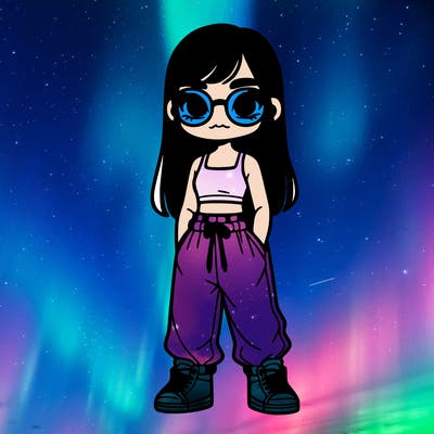 black girl with glasses tank top baggy pants