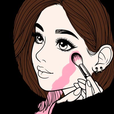 a realistic girl doing her makeup