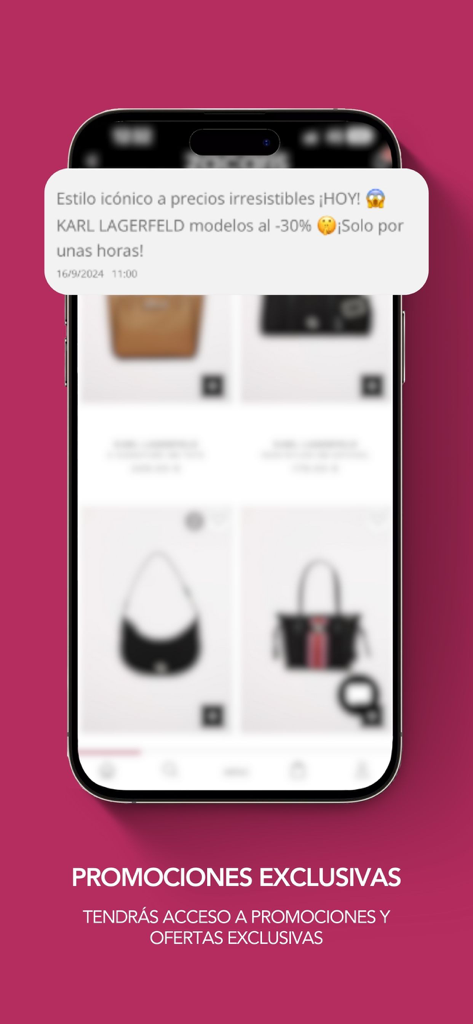 Zacaris Zapatos Online - Zacaris app screenshot showing exclusive fashion promotions and push notifications