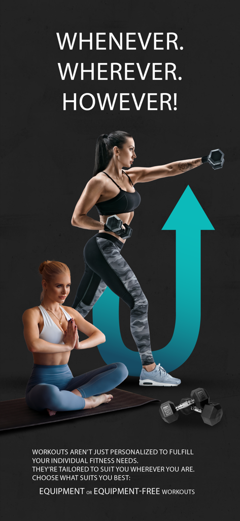 Women performing yoga and dumbbell lunges for personalized home workouts