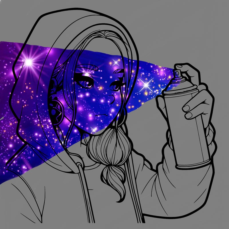 a realistic girl, spray painting