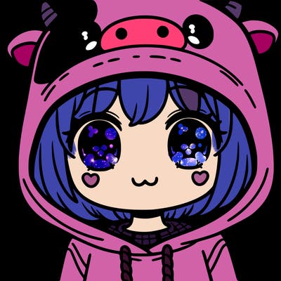 kawaii girl with cow hoodie