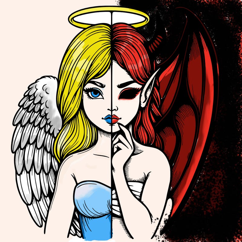 realistic angel half demon