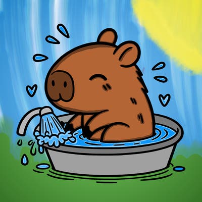 capybara taking a bath