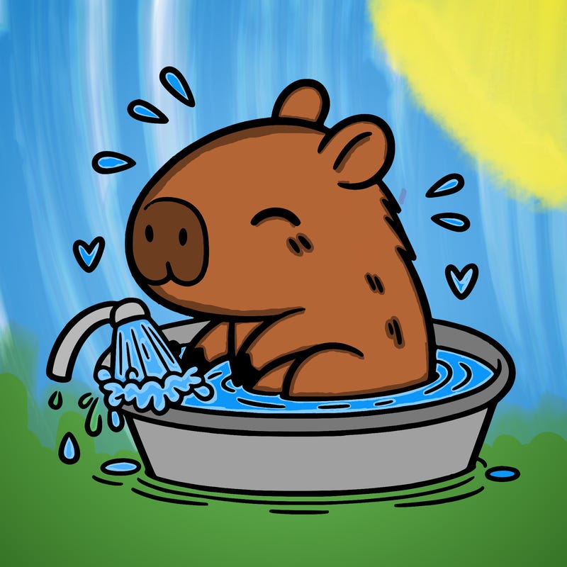 capybara taking a bath