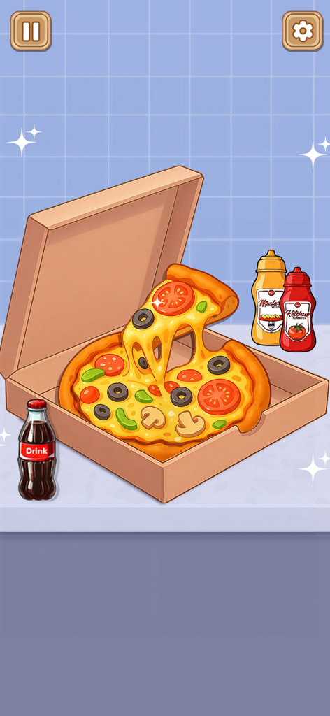 Crazy Kitchen Set Cooking ASMR - Una rebanada de pizza con queso derretido siendo levantada de una caja en Crazy Kitchen Set Cooking ASMR