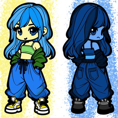 girl in crop top and baggy pants