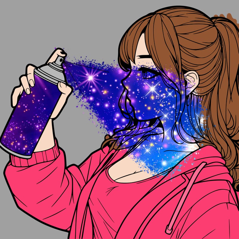 a realistic girl spray, painting