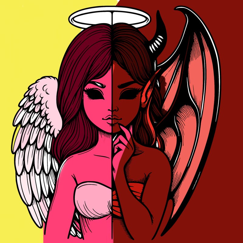 realistic angel half demon