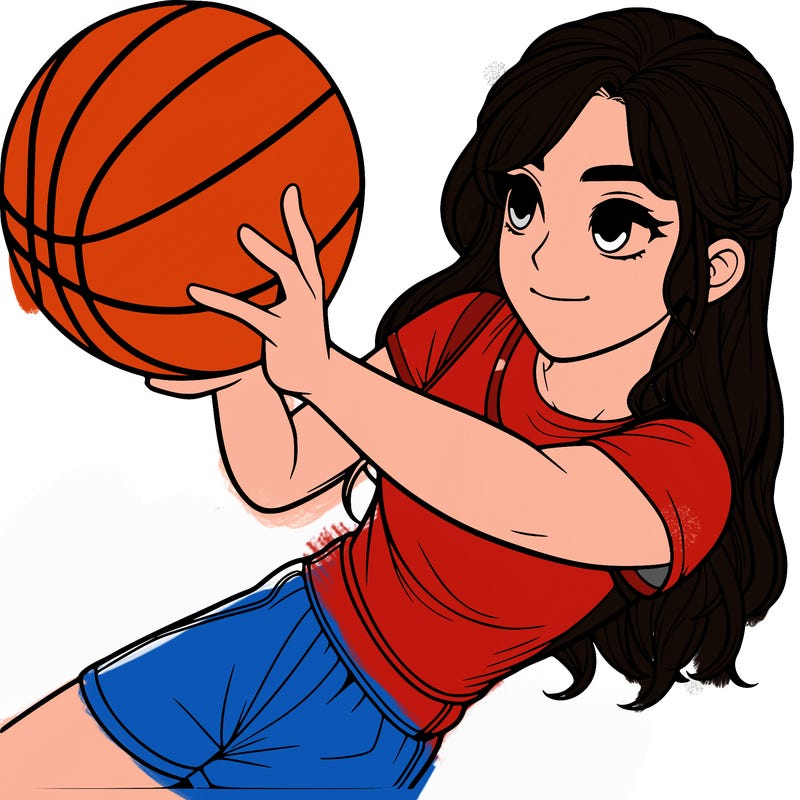 realistic girl playing basketball