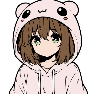 anime cute girl with hoodie