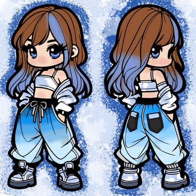 girl in crop top and baggy pants