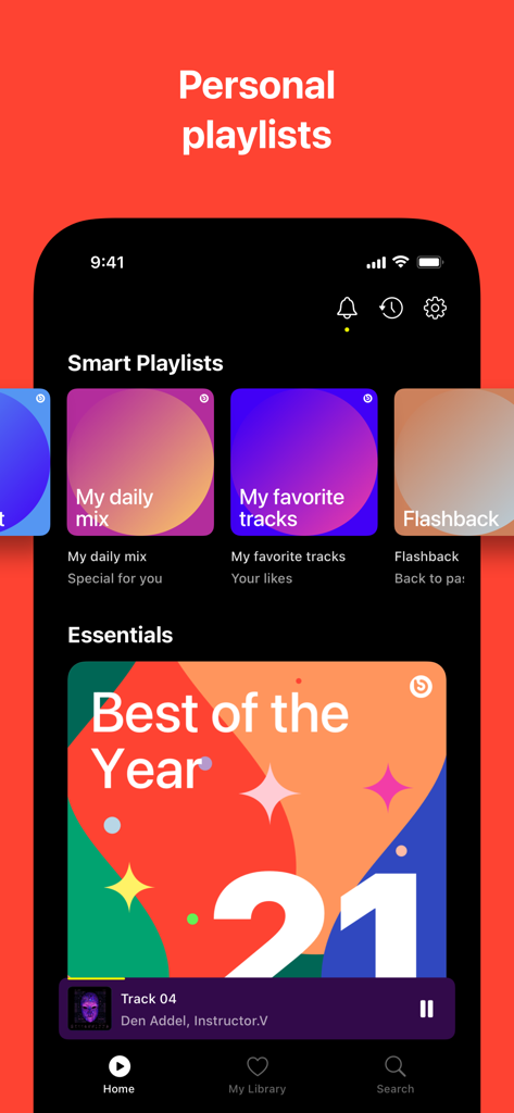 Bananastreet app interface showing personalized EDM smart playlists and music discovery features