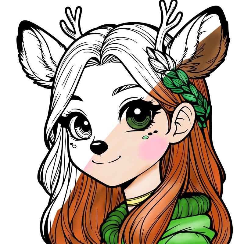 realistic girl with deer face and deer ears