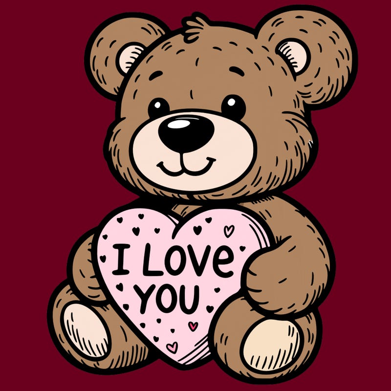 teddy bear holding an i love you heart