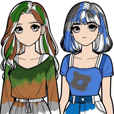 2 realistic girls next to each other