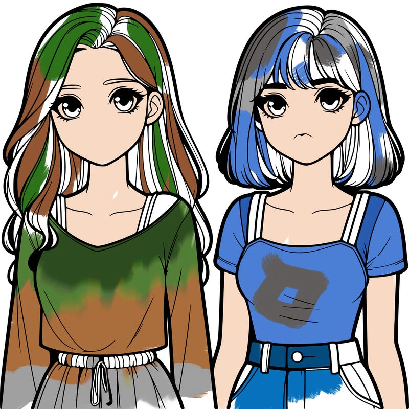 2 realistic girls next to each other