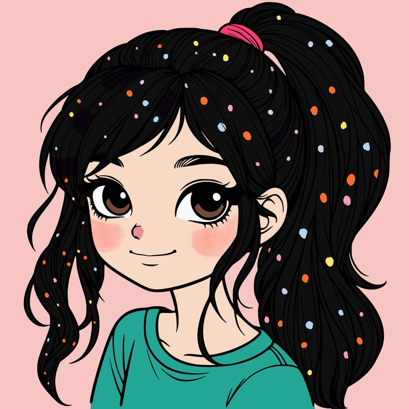 realistic girl with ponytail