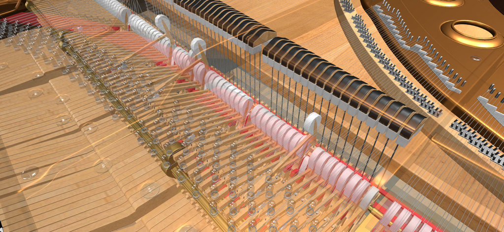 PianoVisualizer - Detailed 3D rendering of grand piano hammers and strings in motion