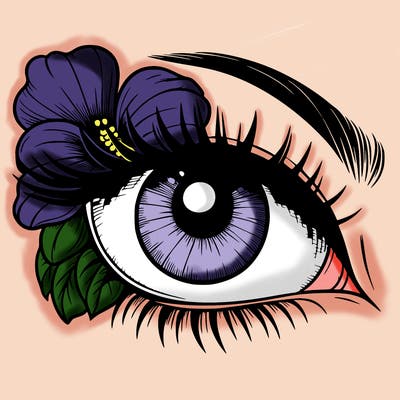 realistic eye with flower