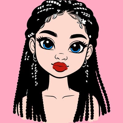 a realistic black girl with braids