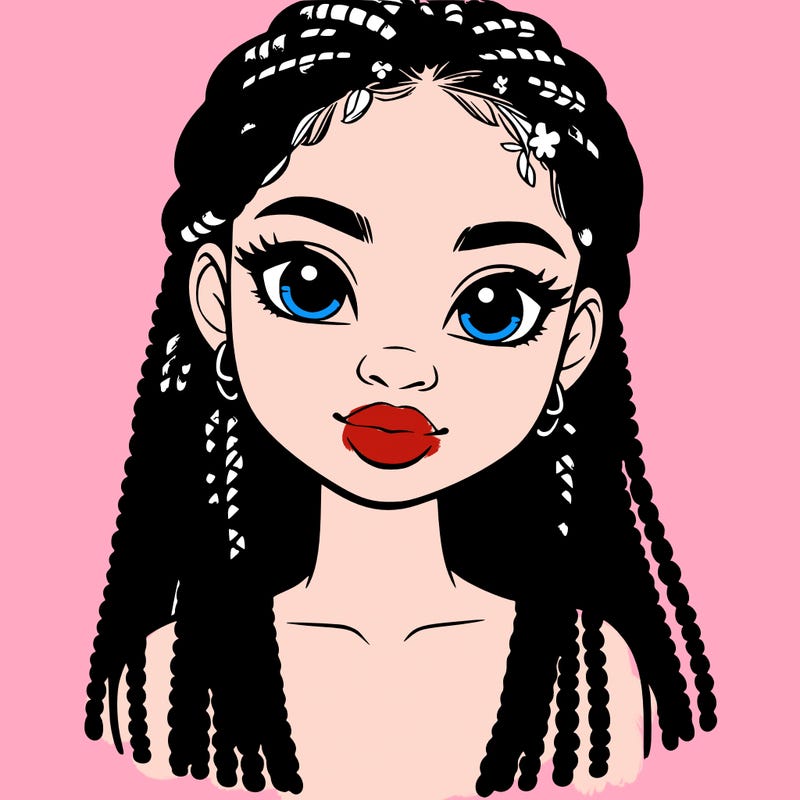 a realistic black girl with braids