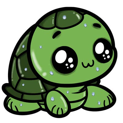 cute little animated turtle