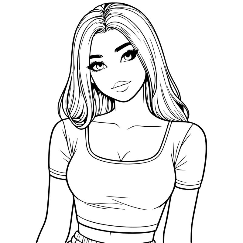 realistic girl with crop top